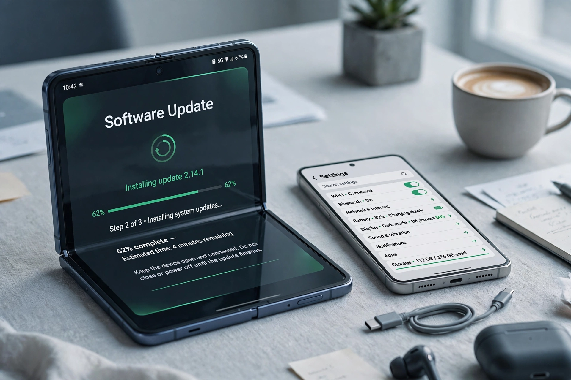 iOS 27.1 iPhone Duo update screen on a foldable phone