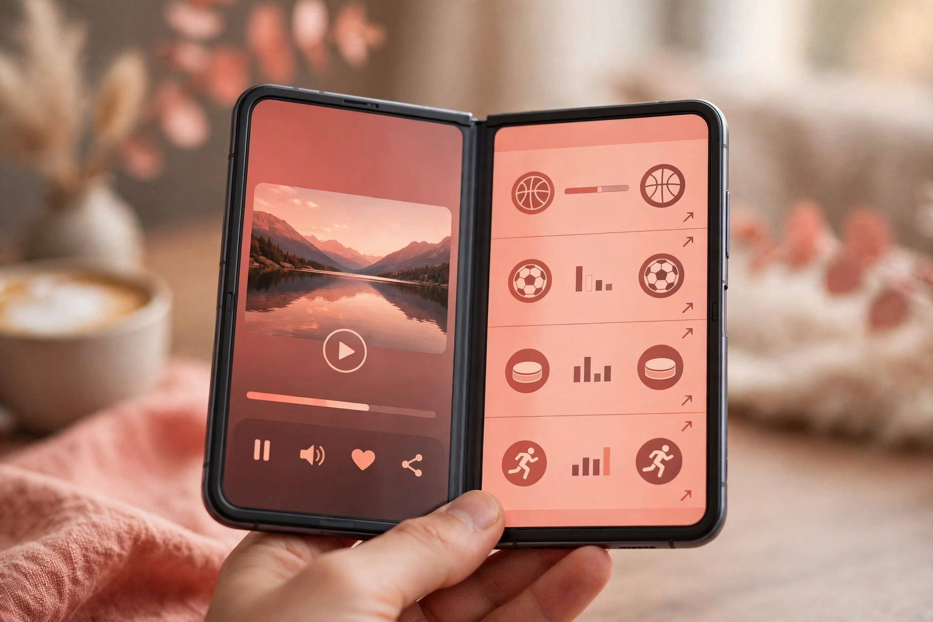 iPhone Duo developer support shown on a foldable phone with two apps side by side