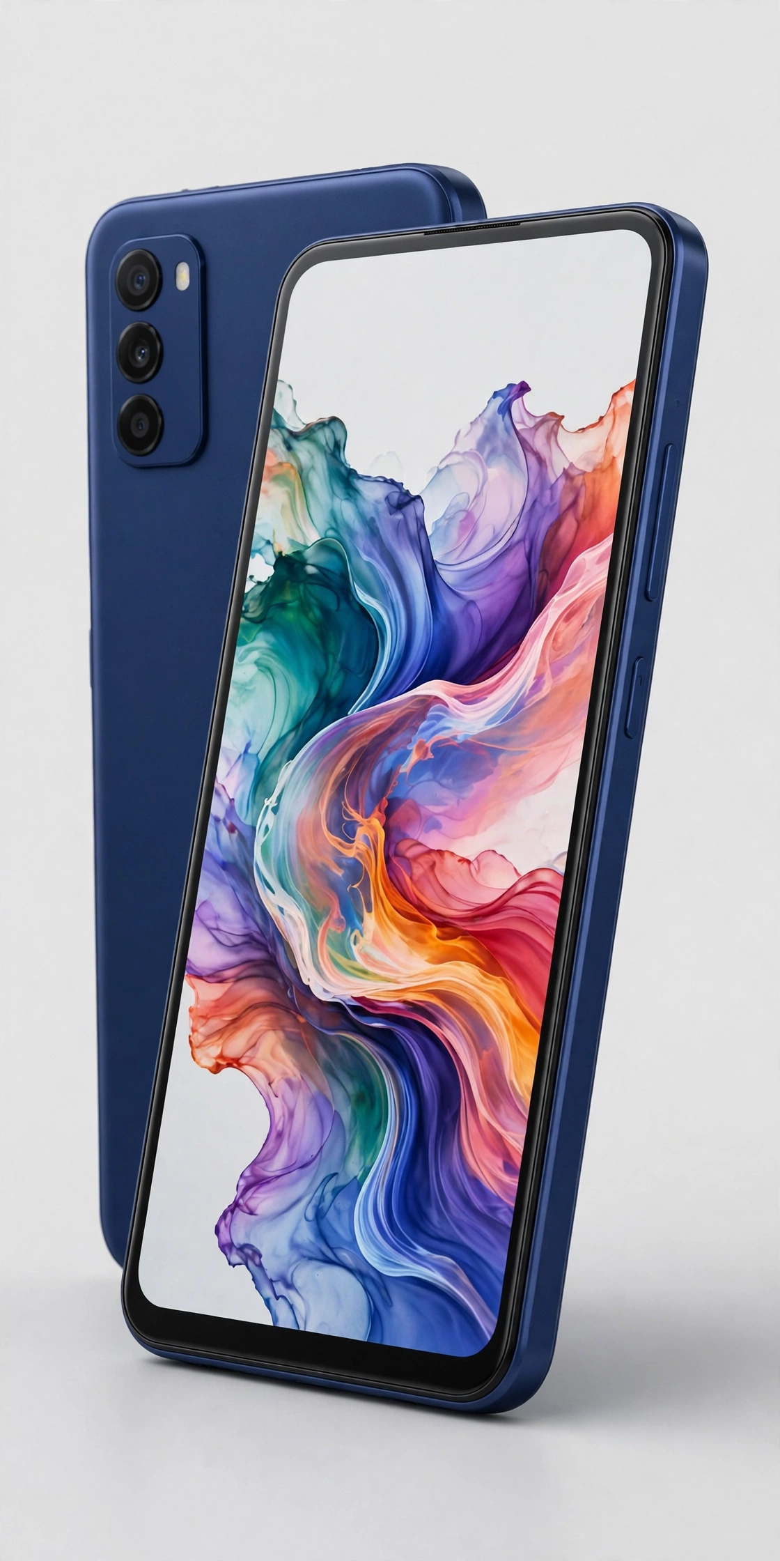 Compact blue POCO X8s smartphone with slim bezels and triple cameras